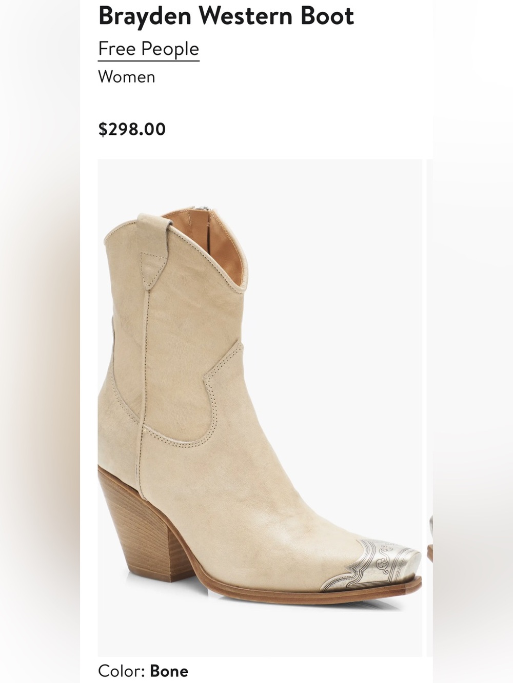 Bone Western Ankle Boots with Metallic Toe - Picture 3 of 8